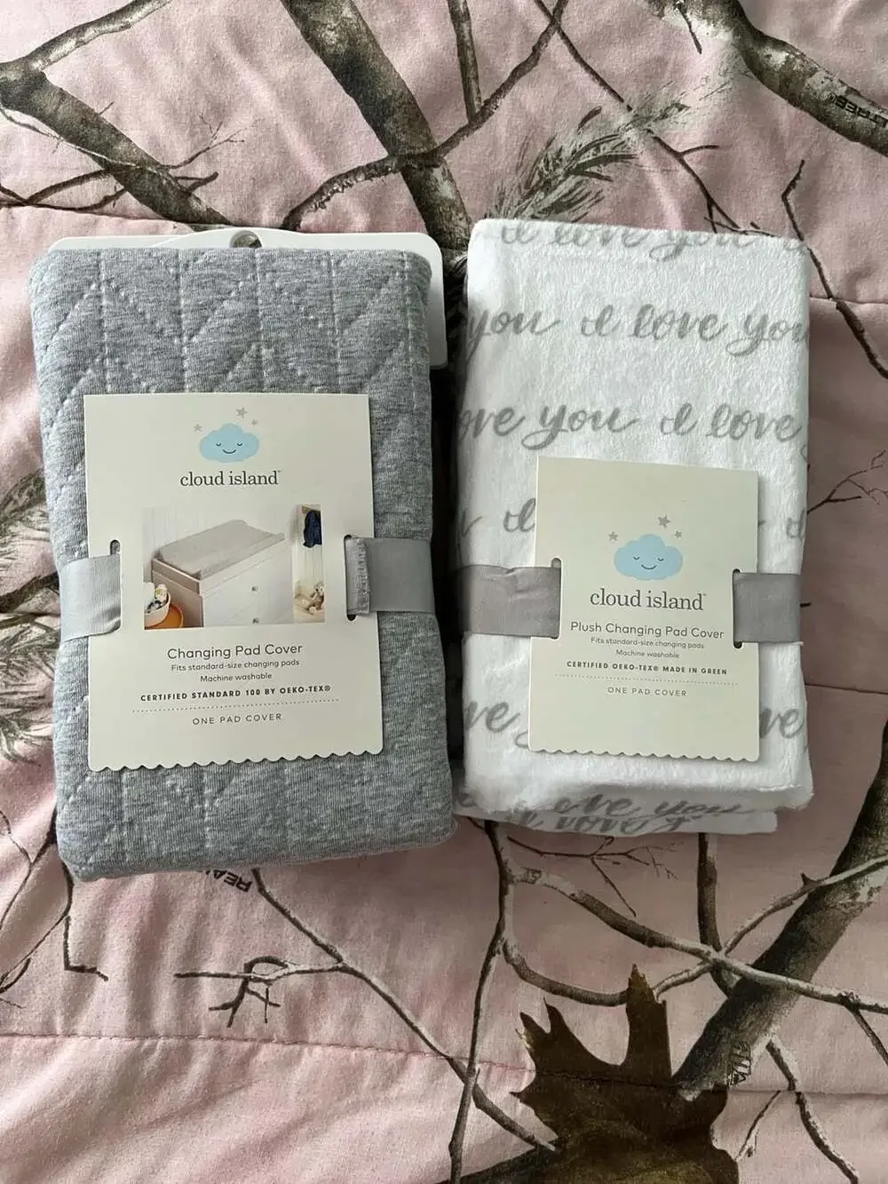 Cloud Island Baby Changing Pad Cover Set - 2 Pack, Gray Quilted and Plush 